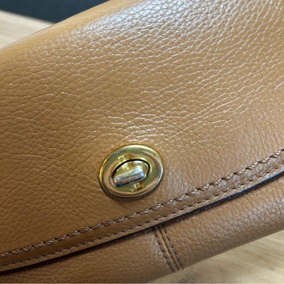 Coach Park Pebbled Leather Turnlock Tan Slim Envelope Wallet VTG EUC - Picture 3 of 15